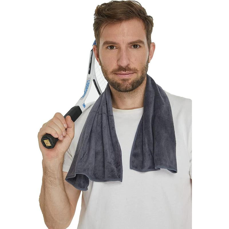Microfiber Gym Sweat Towel Set for Men & Women Workout Fast Drying 2-Pack (Black + Grey) Cotton