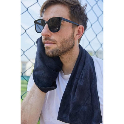 Microfiber Gym Sweat Towel Set for Men & Women Workout Fast Drying 2-Pack (Black + Grey) Cotton