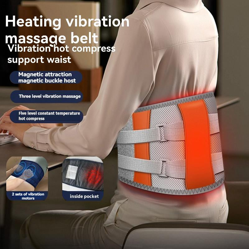 Upgraded Wireless Waist Massager – 5 Heating Levels, 3 Vibration Modes, Red Light Therapy, Lumbar Support, USB Rechargeable, Cordless (Grey/Blue)