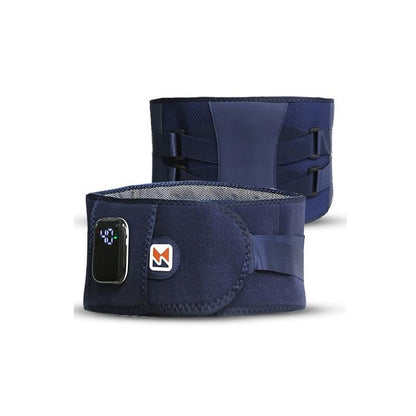 Upgraded Wireless Waist Massager – 5 Heating Levels, 3 Vibration Modes, Red Light Therapy, Lumbar Support, USB Rechargeable, Cordless (Grey/Blue)