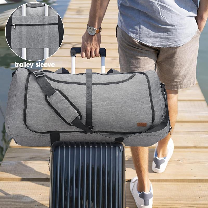 120L Foldable Waterproof Travel Duffel with Shoe Compartment (Gray)