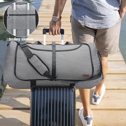 120L Foldable Waterproof Travel Duffel with Shoe Compartment (Gray)