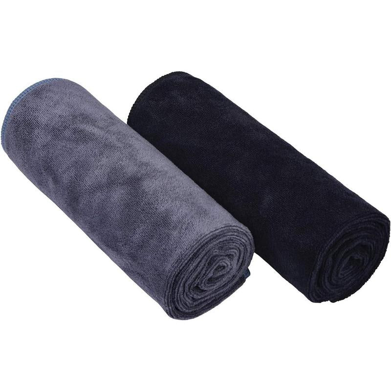 Microfiber Gym Sweat Towel Set for Men & Women Workout Fast Drying 2-Pack (Black + Grey) Cotton