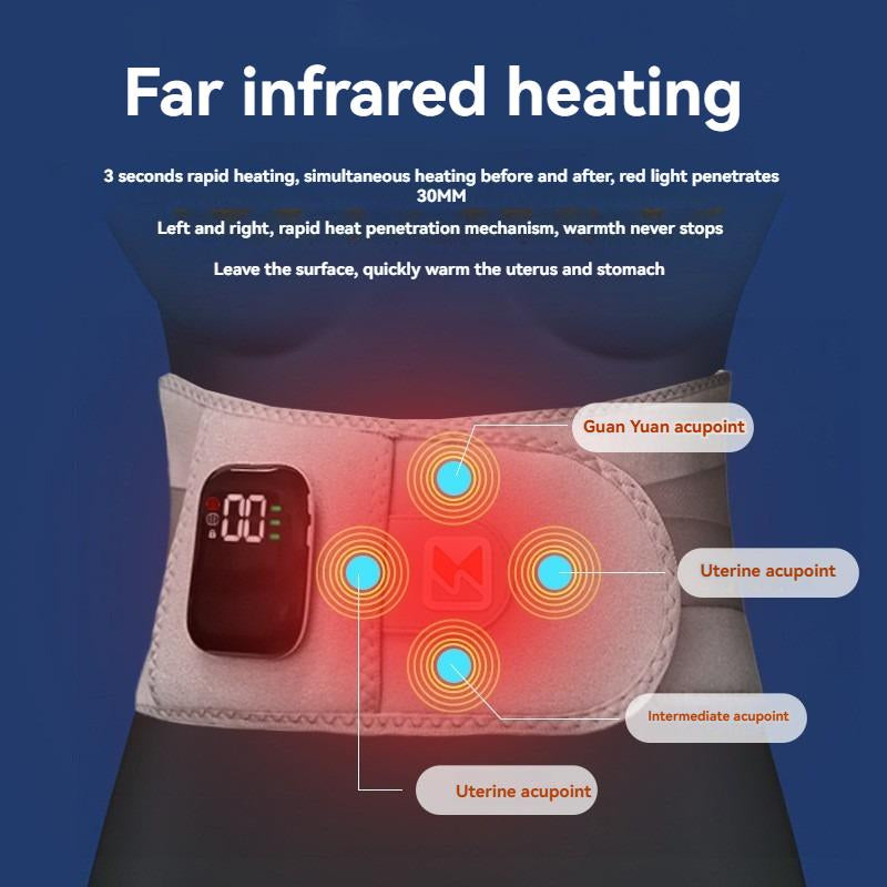 Upgraded Wireless Waist Massager – 5 Heating Levels, 3 Vibration Modes, Red Light Therapy, Lumbar Support, USB Rechargeable, Cordless (Grey/Blue)