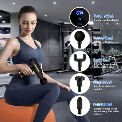 Ultra-Quiet Portable Massage Gun with 6 Speeds & Attachments