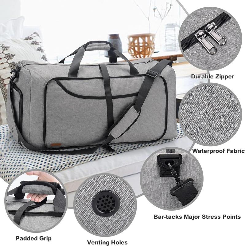 120L Foldable Waterproof Travel Duffel with Shoe Compartment (Gray)