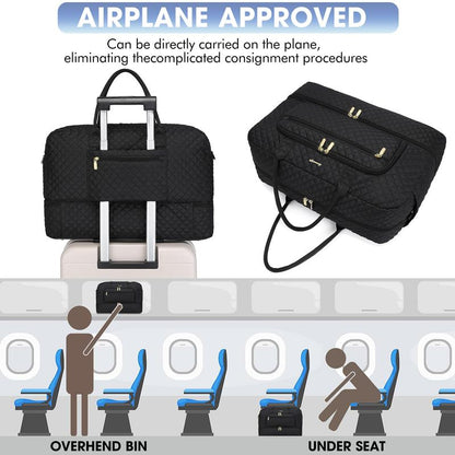 40L Women's Waterproof Travel Tote with Shoe Compartment & Free Wash Set