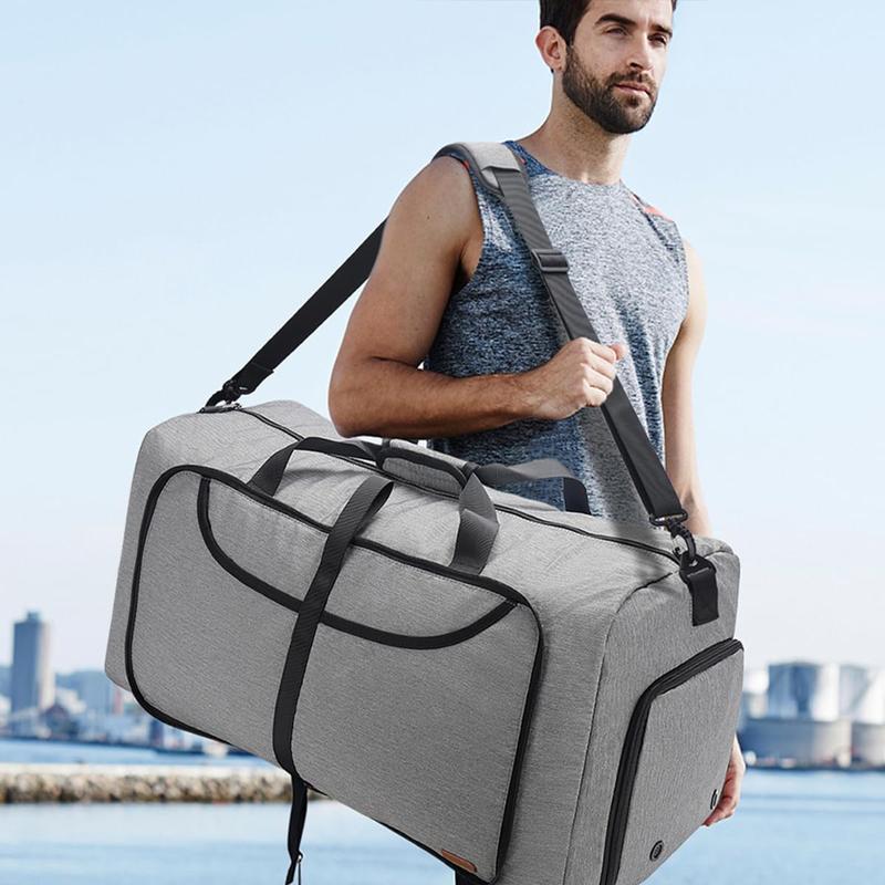 120L Foldable Waterproof Travel Duffel with Shoe Compartment (Gray)