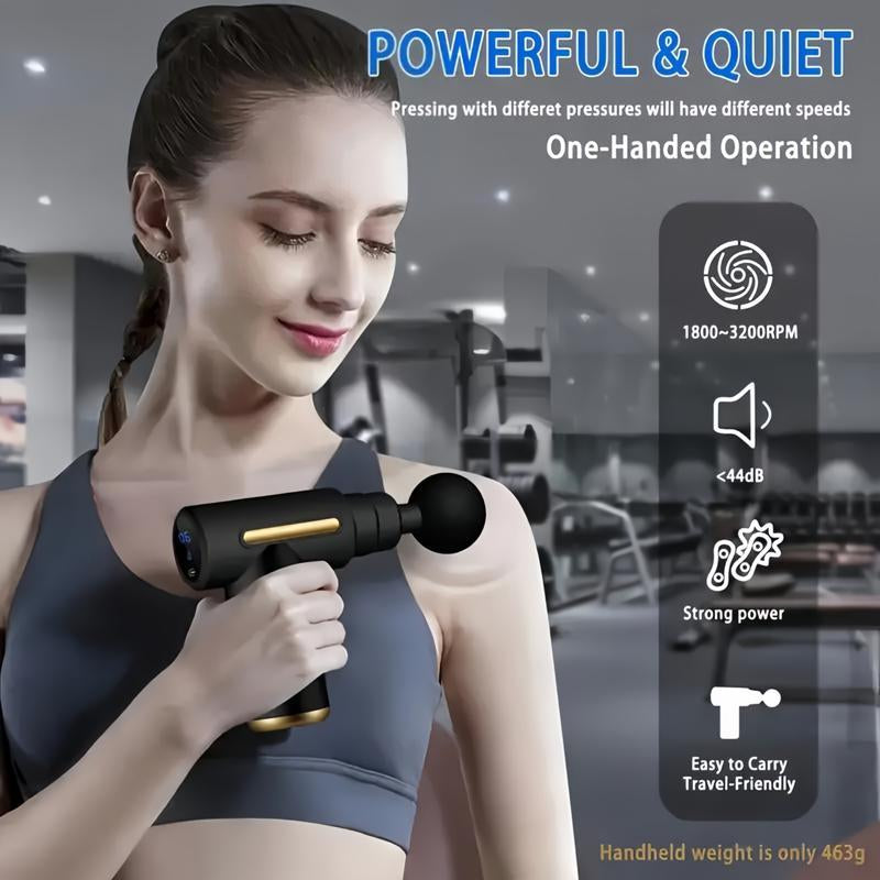 Ultra-Quiet Portable Massage Gun with 6 Speeds & Attachments