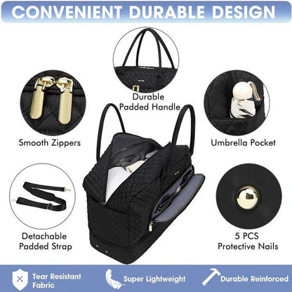 40L Women's Waterproof Gym & Travel Tote with Shoe Compartment & Free Wash Set