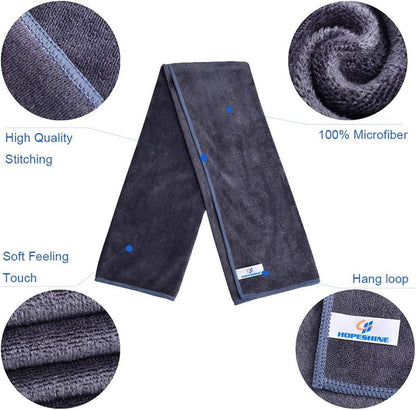 Microfiber Gym Sweat Towel Set for Men & Women Workout Fast Drying 2-Pack (Black + Grey) Cotton