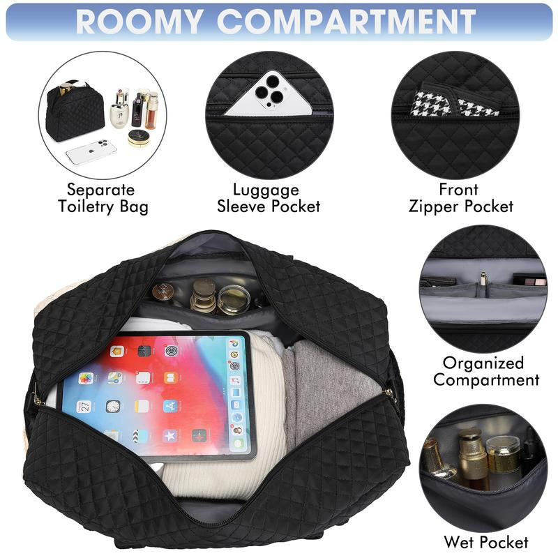 40L Women's Waterproof Travel Tote with Shoe Compartment & Free Wash Set