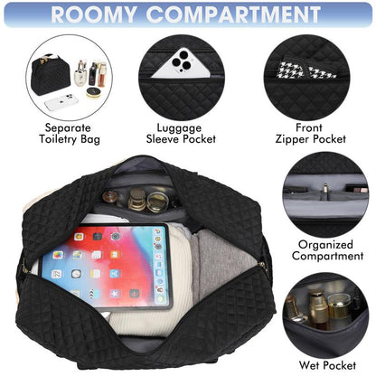 40L Women's Waterproof Travel Tote with Shoe Compartment & Free Wash Set